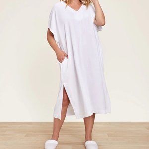 Barefoot Dreams Beach CozyTerry Caftan Sea Salt White Large EUC